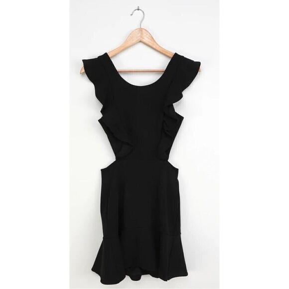 NWT LULU’S Positively Beaming Backless Ruffled Mini Dress Small Black - Picture 5 of 12